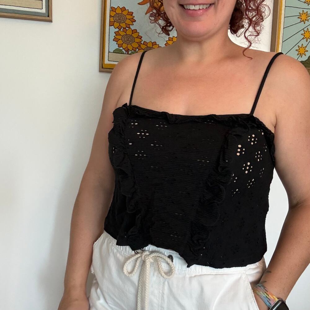 Topshop knit eyelet cropped tank top sizes US8